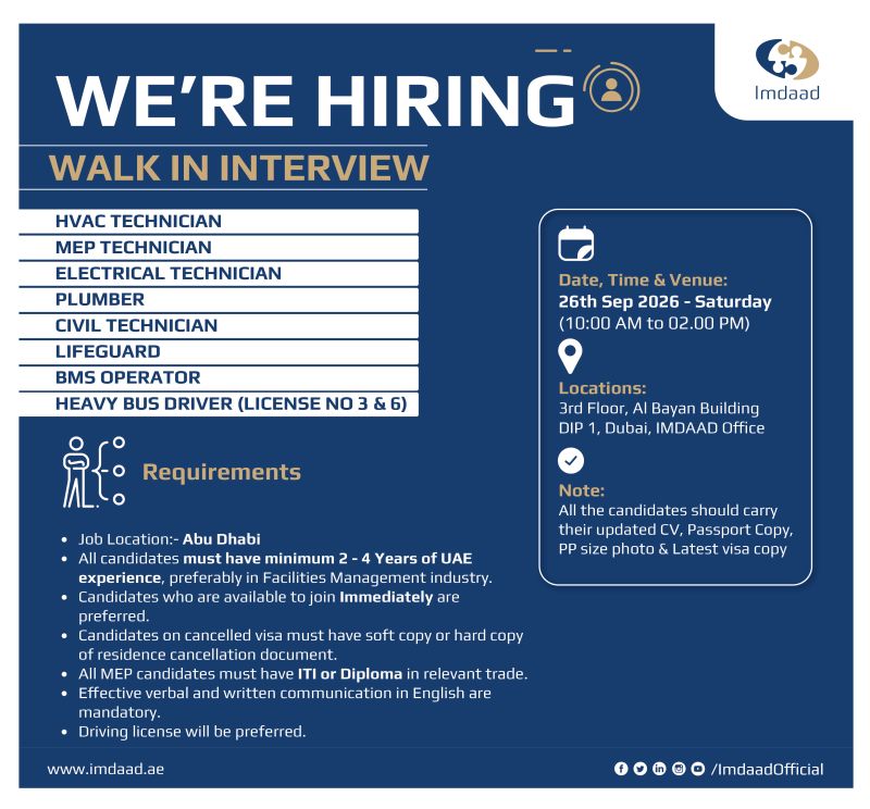 Imdaad Walk in Interview Poster