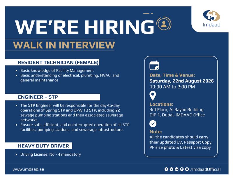 Imdaad Walk in Interview Poster
