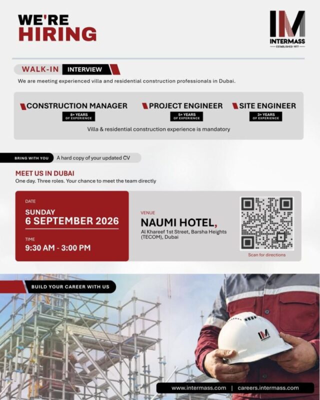 Intermass Engineering Walk in Interview Poster
