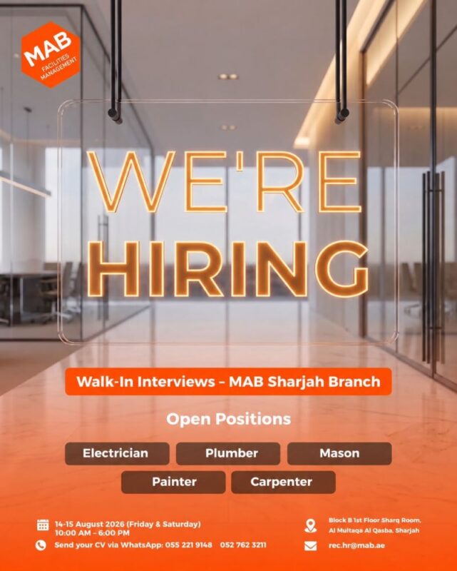 MAB Facilities Management Walk in Interview Poster