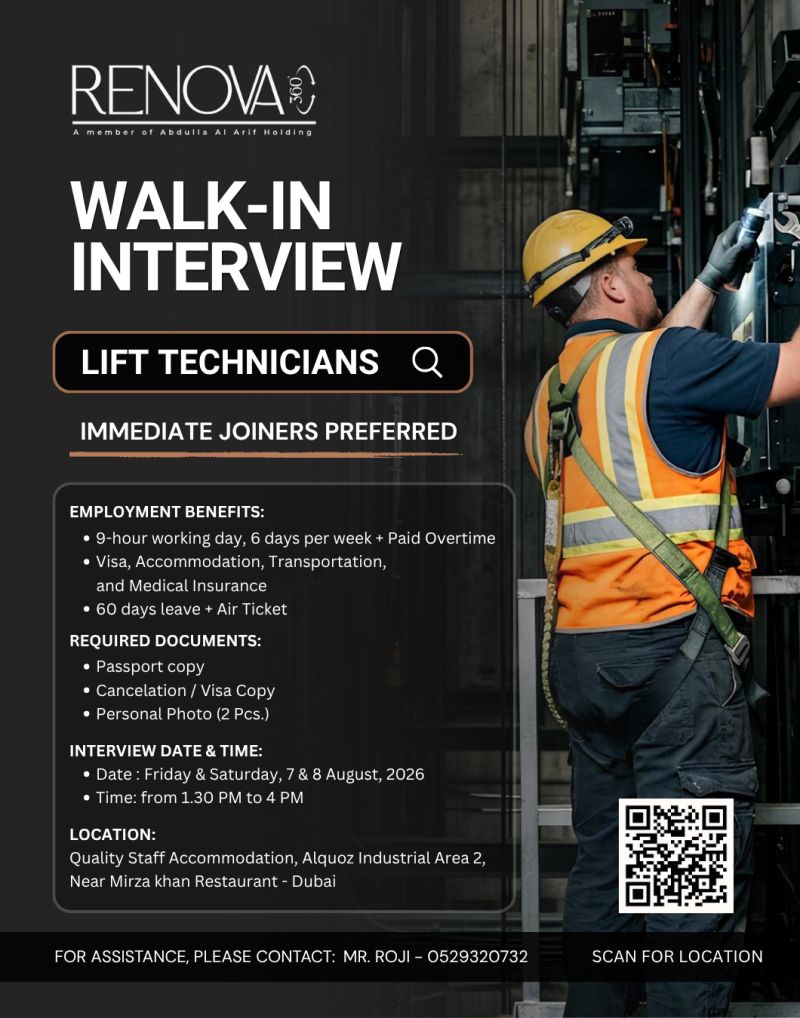 Renova 360 Contracting Walk in Interview Poster