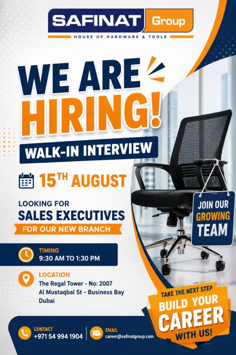 Safinat Group Walk in Interview Poster