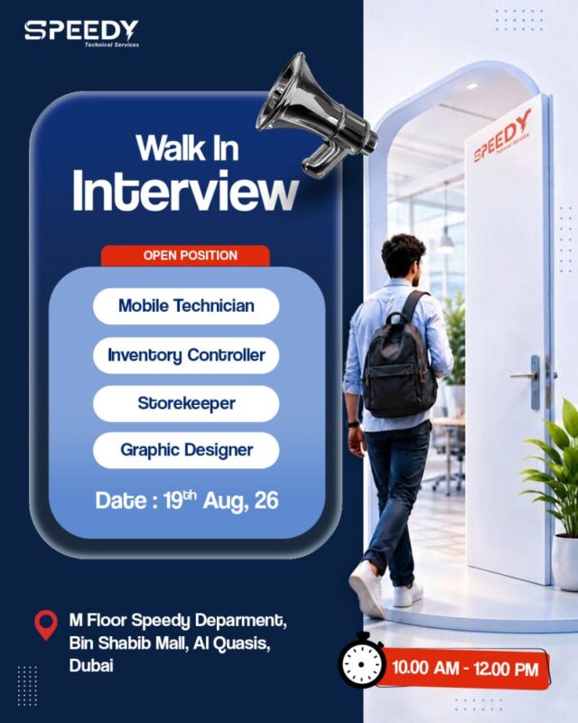 Speedy Technical Services Walk in Interview Poster