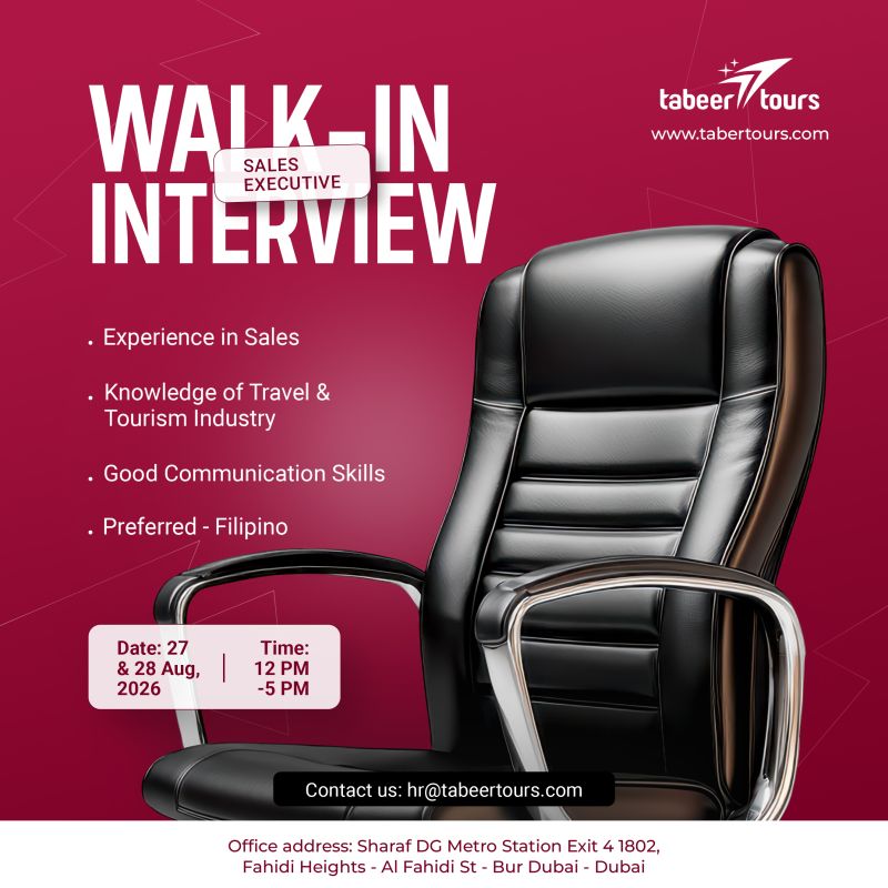 Tabeer Tours Walk in Interview Poster
