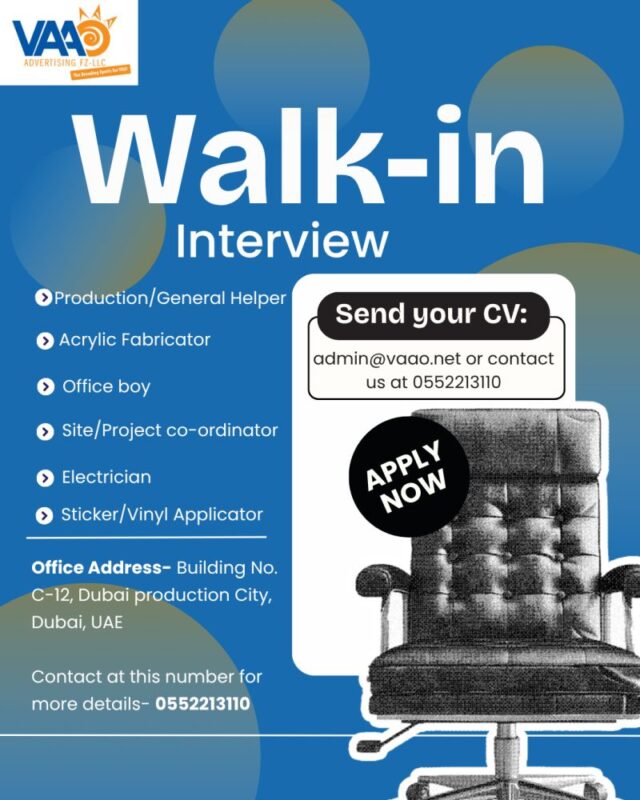 VAAO Advertising Walk in Interview Poster