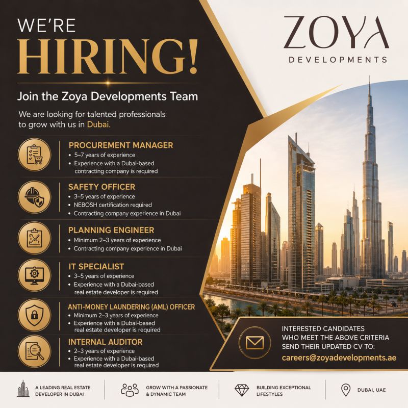 Zoya Developments Recruitment Poster