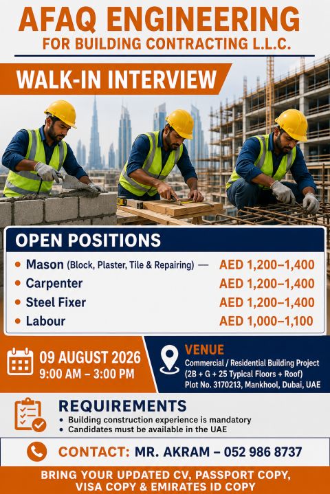 AFAQ Engineering Walk in Interview Poster