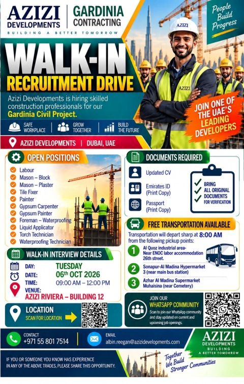Azizi Developments Walk in Interview Poster