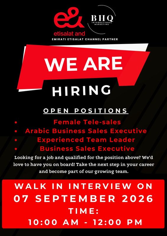 BHQ International Marketing Walk in Interview Poster