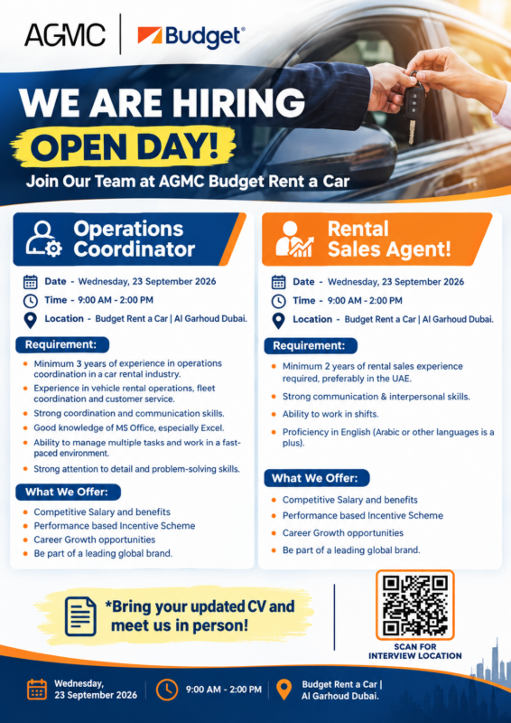 Budget Rent a Car Open Day Recruitment Poster