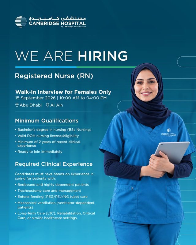 Cambridge Hospital Walk in Interview Poster