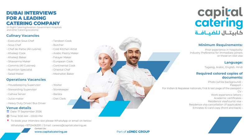 Capital Catering Walk in Interview Poster