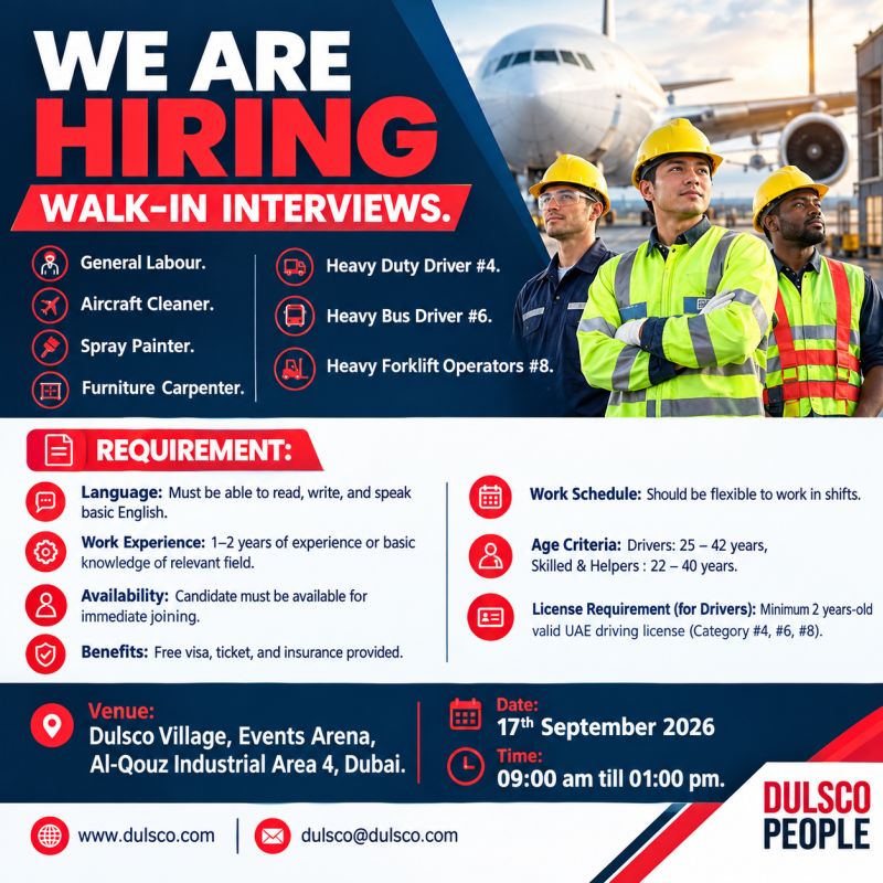 Dulsco Group Walk in Interview Poster