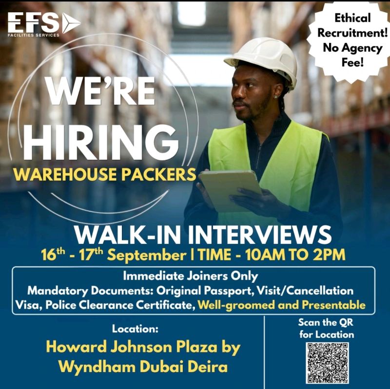 EFS Facilities Walk in Interview Poster