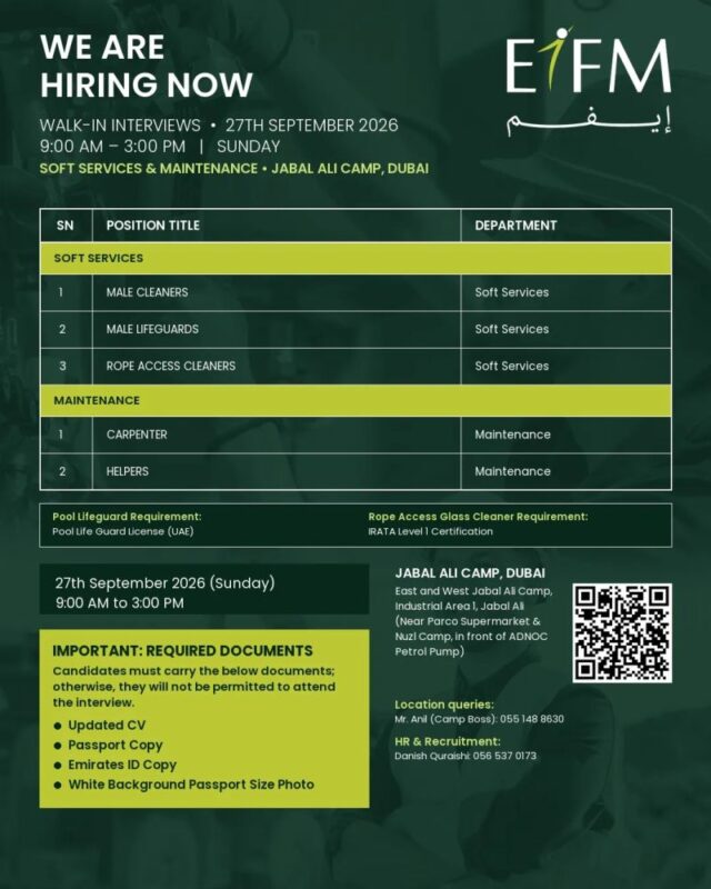 EIFM Walk in Interview Poster