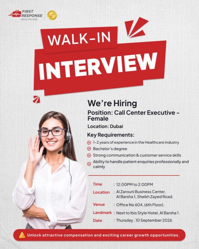 First Response Healthcare Walk in Interview Poster