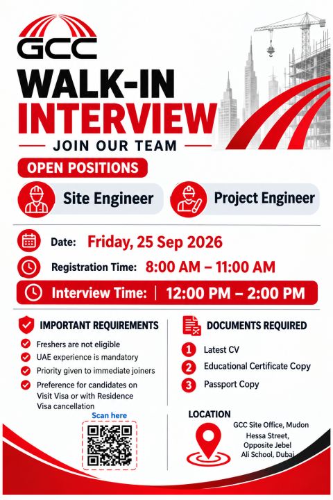 GCC Contracting Walk in Interview Poster