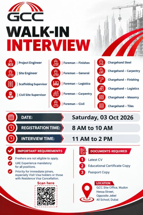 GCC Contracting Walk in Interview Poster