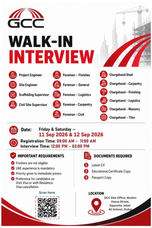 GCC Contracting Walk in Interview Poster