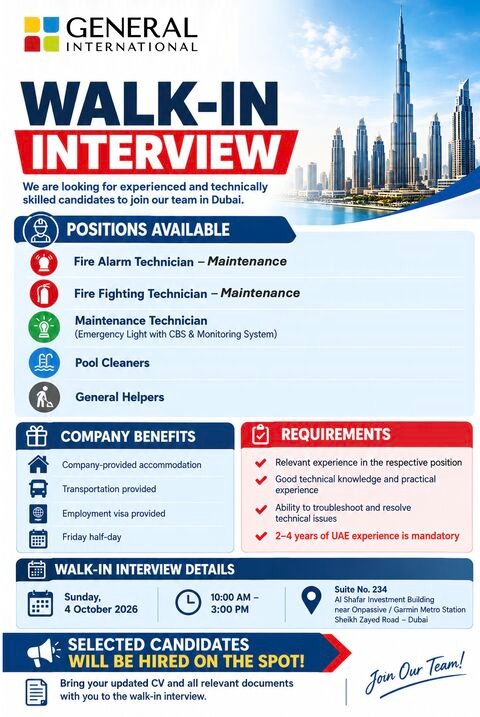 General International Walk in Interview Poster
