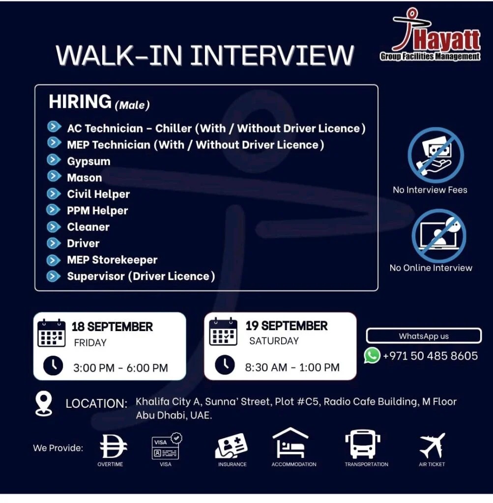Hayatt Group Walk in Interview Poster
