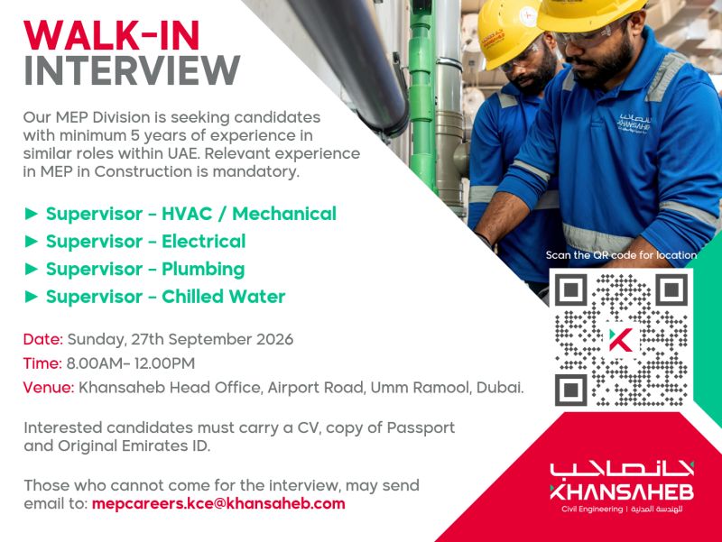 Khansaheb Walk in Interview Poster