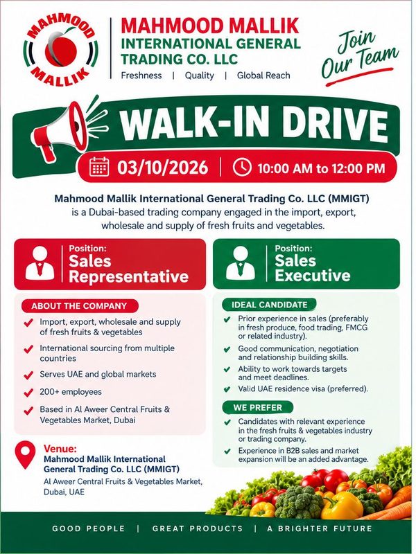 Mahmood Mallik International Walk in Interview Poster