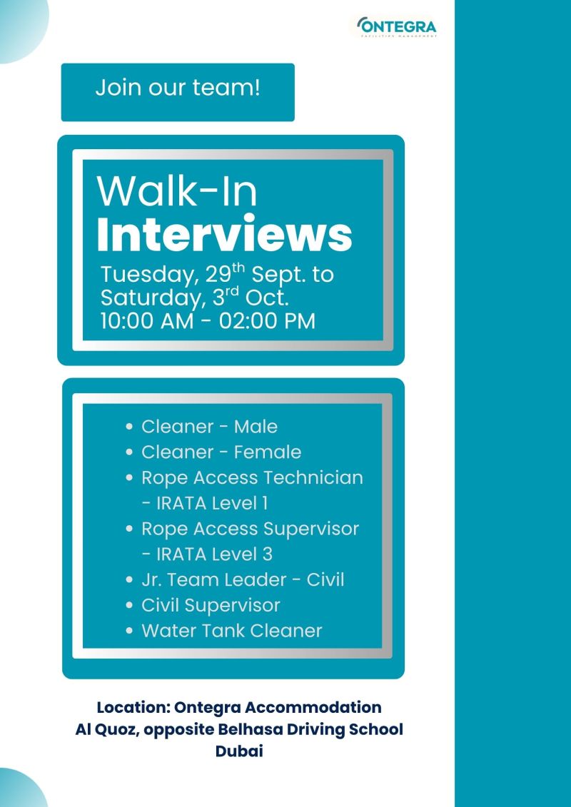 Ontegra Walk in Interview Poster