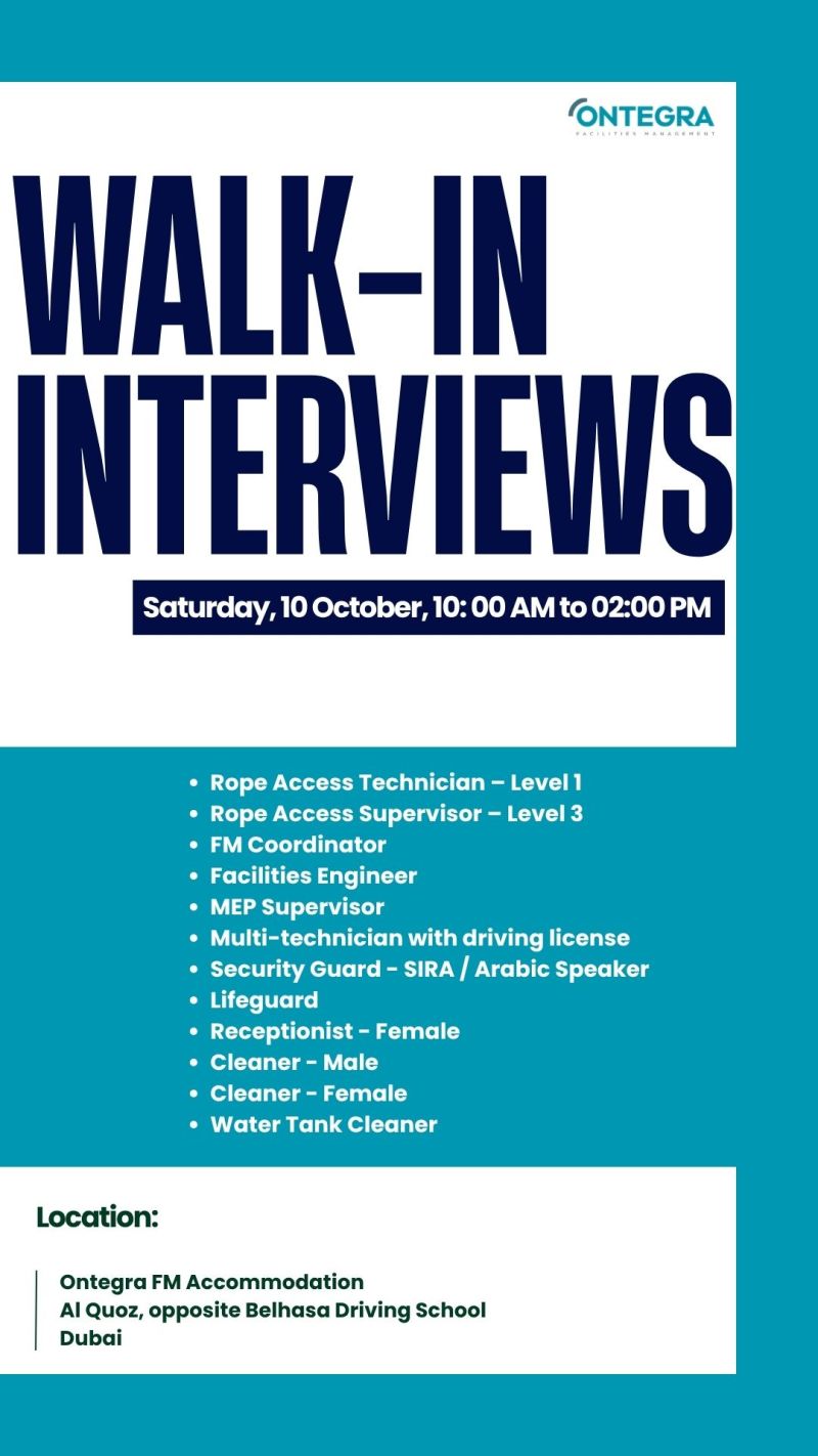 Ontegra Walk in Interview Poster