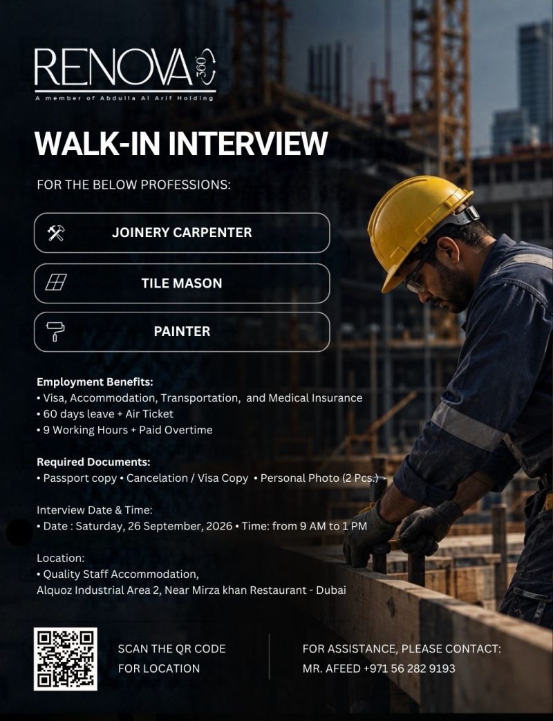 Renova 360 Contracting Walk in Interview Poster