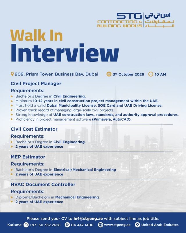 STG Contracting Walk in Interview Poster