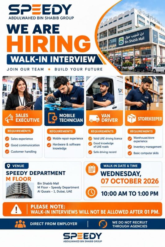 Speedy Technical Services Walk in Interview Poster