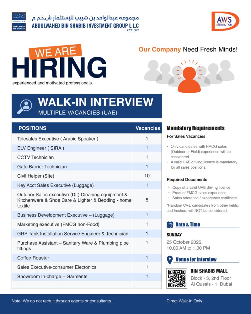 Abdulwahed Bin Shabib Walk in Interview Poster