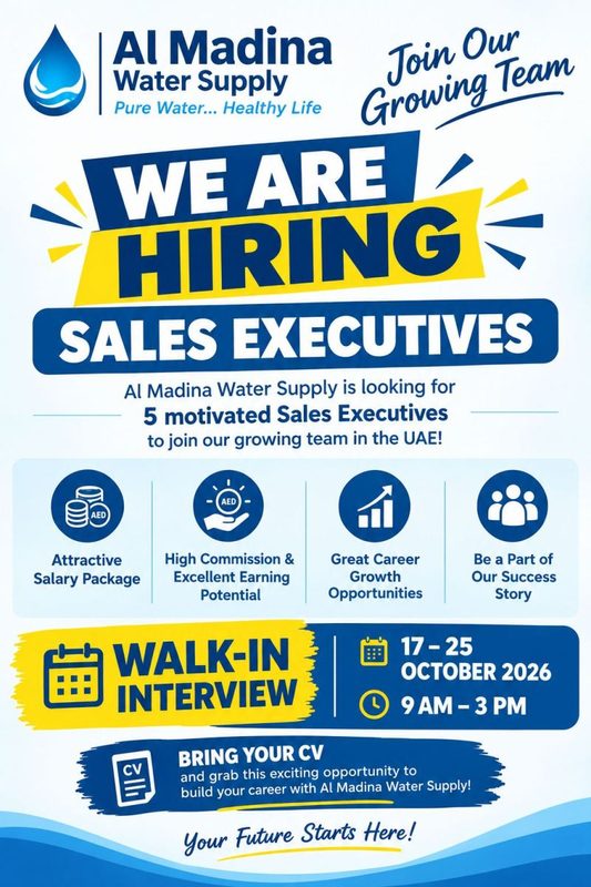 Al Madina Water Supply Walk in Interview Poster