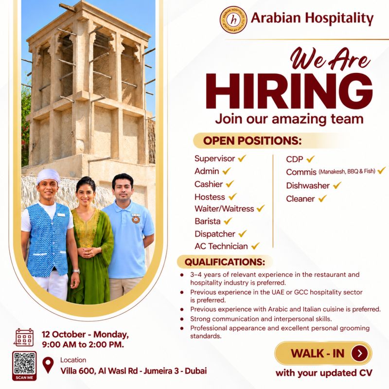 Arabian Hospitality Walk in Interview Poster