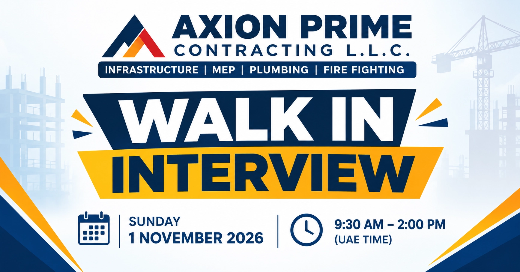 Walk Trandom Interview Axion Prime Contracting Walk in Interview in Sharjah October 2026