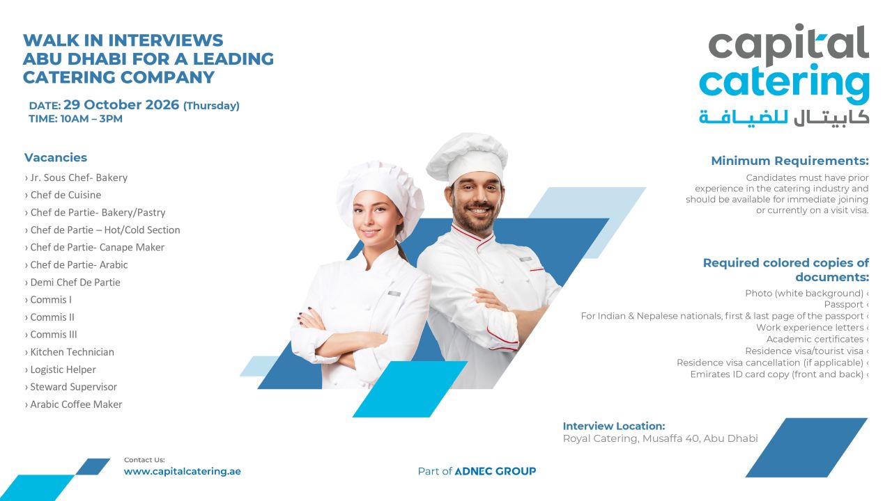 Capital Catering Walk in Interview Poster