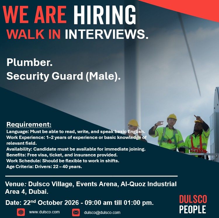 Dulsco Group Walk in Interview Poster