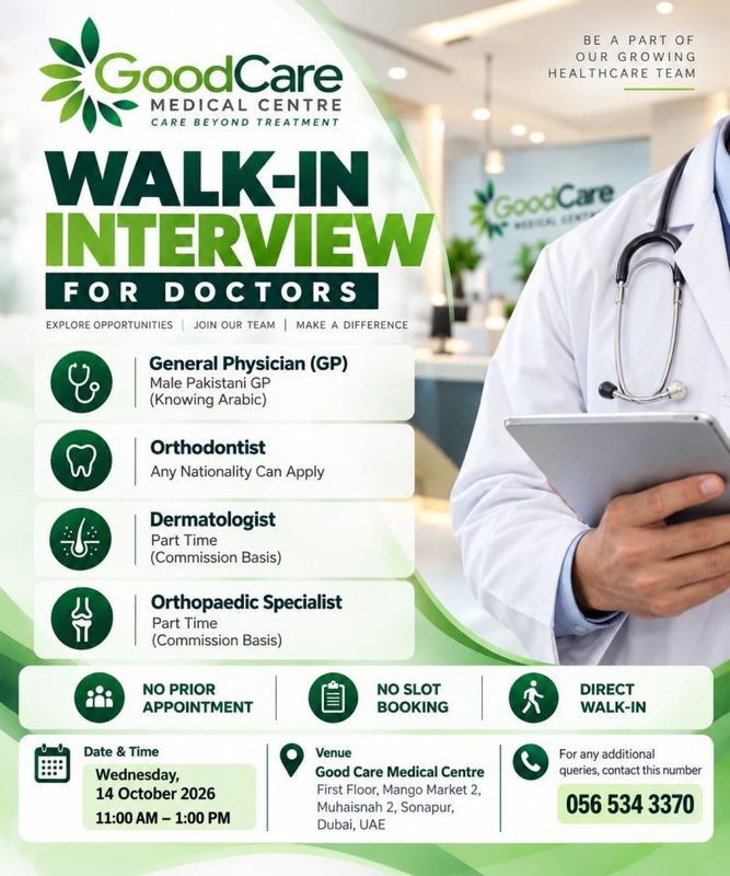 Good Care Medical Center Walk in Interview Poster