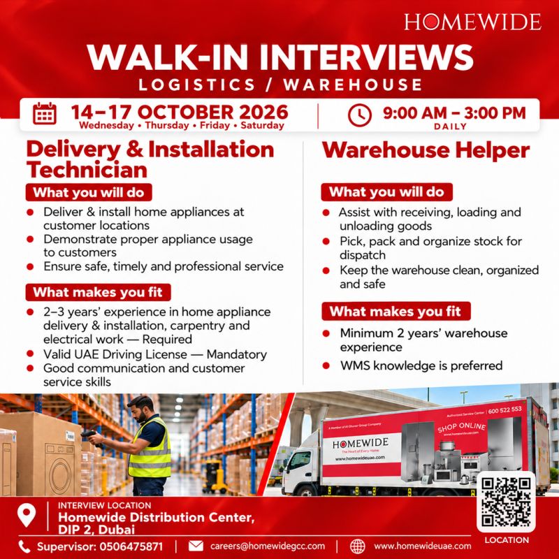 Homewide Walk in Interview Poster