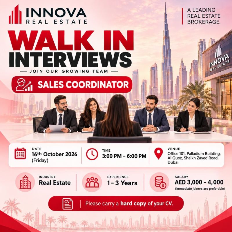 Innova Real Estate Walk in Interview Poster