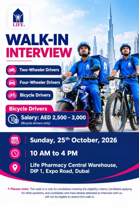 Life Pharmacy Walk in Interview Poster