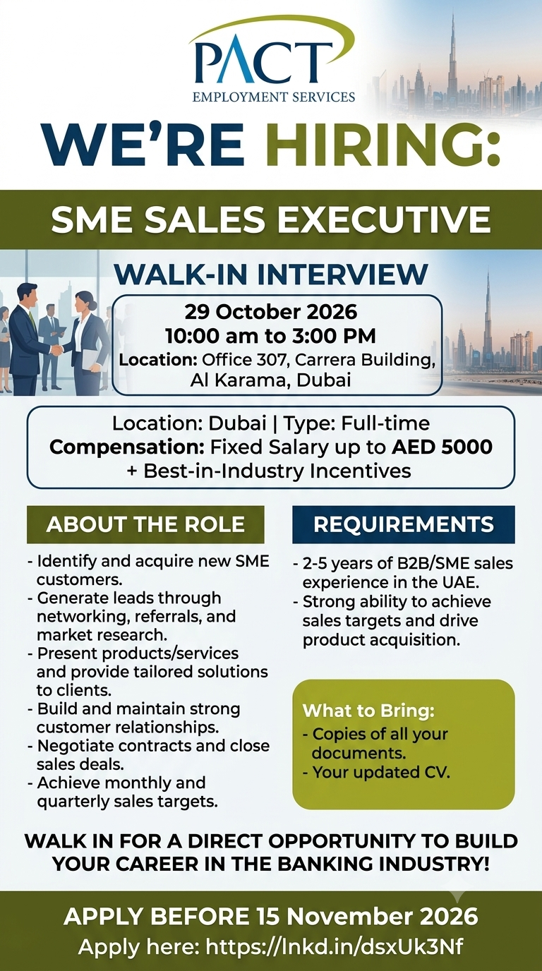 PACT Walk in Interview Poster