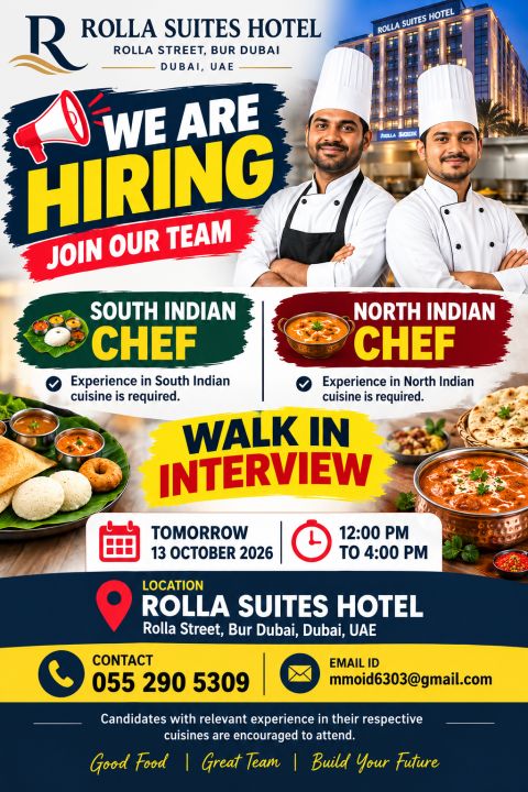 Rolla Suites Hotel Walk in Interview Poster