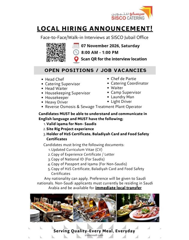 SISCO Catering Walk in Interview Poster