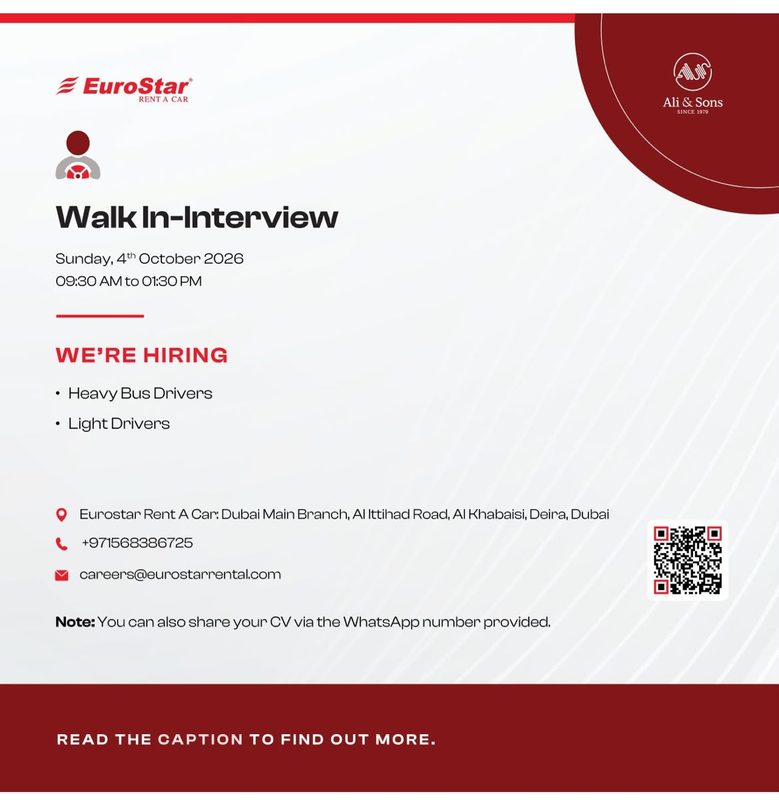 EuroStar Rent A Car Walk in Interview Poster