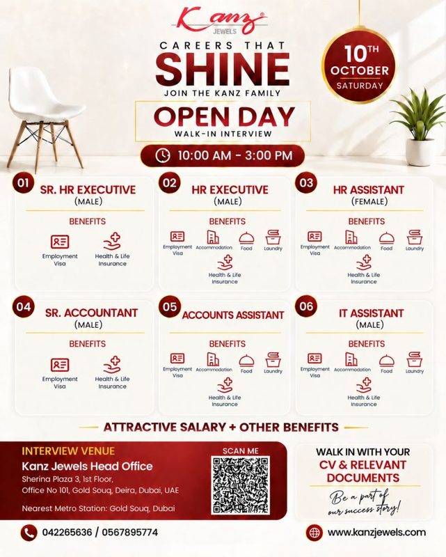 Kanz Jewels Open Day Walk in Interview Poster